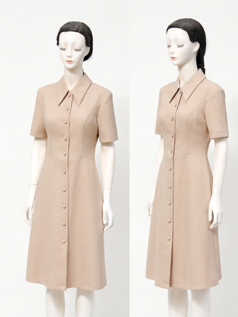PANISA เดรสปกเชิ้ตสีน้ำตาล รุ่น Old Money Dress